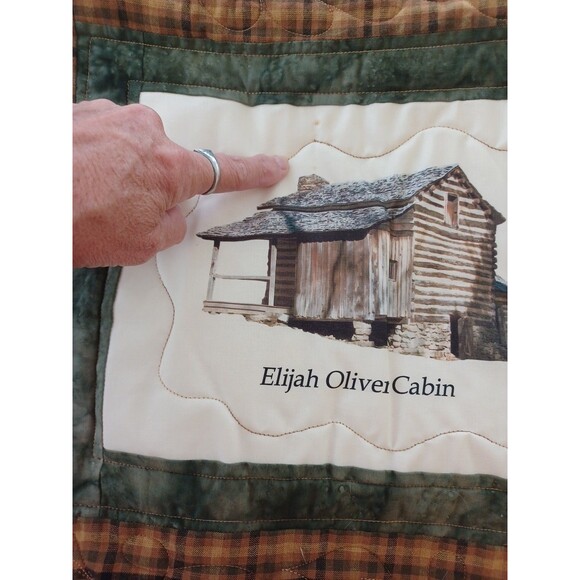 Great Smoky Mountains landmark quilt cabin church patchwork Tennessee coverlet - Picture 13 of 14